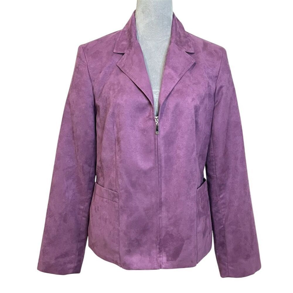 Evan-Picone Women's Purple Jacket 10 Zip Front Fall Party Chic Workwear